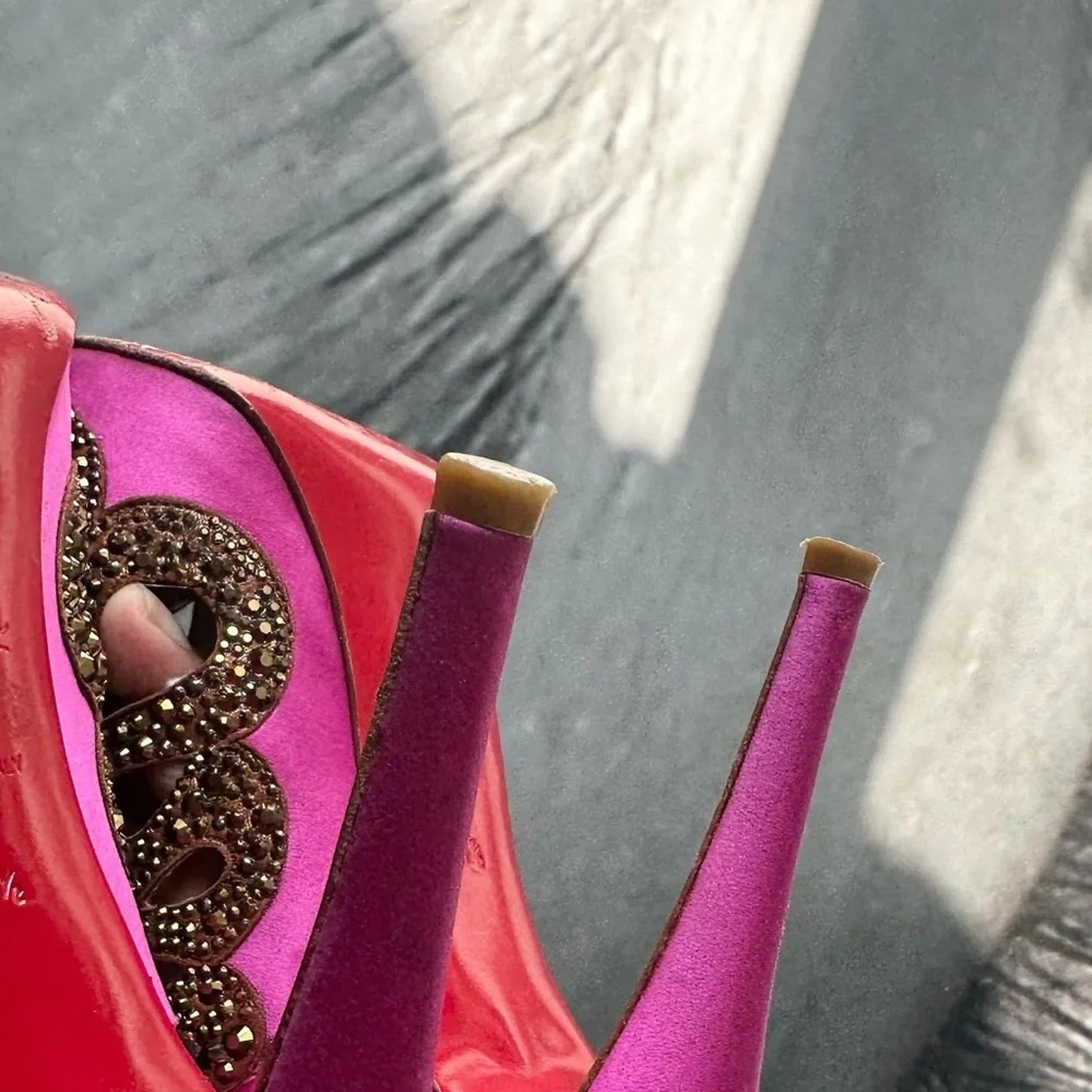 🌺CHRISTIAN LOUBOUTIN 👠 Beaute Strass Pink Pumps Size: 36.5 - Picture 10 of 15